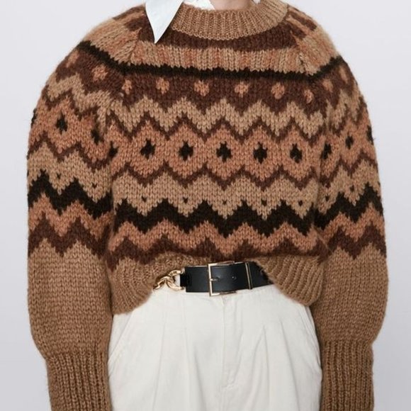 Zara | Wool Blend Jacquard Sweater - Picture 1 of 5